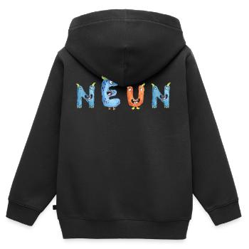 Kinder 9 Jahre monster 9. Geburtstag - Kinder Premium Organic Zip Hoodie - Schwarz - Hinten - AI Model Kid Male (0cm)