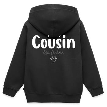 Futur Cousin Qui Déchire - Sweat Premium à capuche zippé enfant bio - noir - Dos - AI Model Kid Male (0cm)