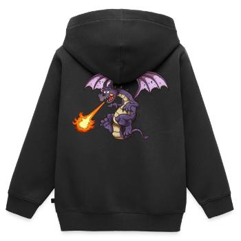 Dragon en colère - Sweat Premium à capuche zippé enfant bio - noir - Dos - AI Model Kid Male (0cm)