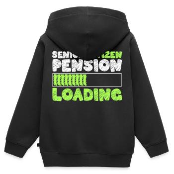 Retraités Repos Senior - Sweat Premium à capuche zippé enfant bio - noir - Dos - AI Model Kid Male (0cm)