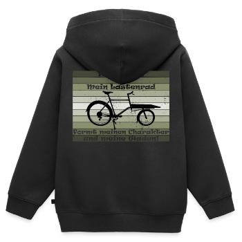 Lastenrad, Cargobike, Lastenesel "kein akku" - Kinder Premium Organic Zip Hoodie - Schwarz - Hinten - AI Model Kid Male (0cm)