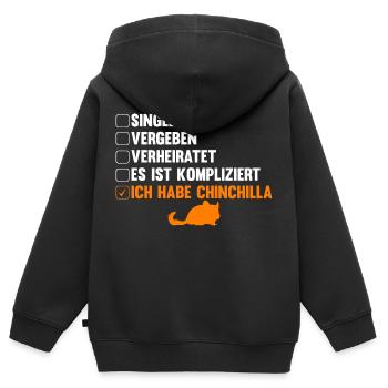 Es ist kompliziert ich habe Chinchilla - Kinder Premium Organic Zip Hoodie - Schwarz - Hinten - AI Model Kid Male (0cm)