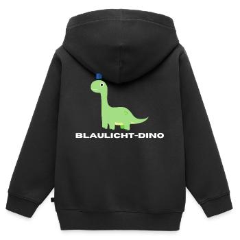 Blaulicht-Dino | Langhals, Geschenk, Geschenkidee - Kinder Premium Organic Zip Hoodie - Schwarz - Hinten - AI Model Kid Male (0cm)