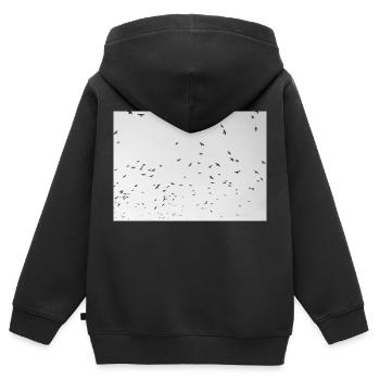 Des corbeaux excités avec un ciel nuageux - Sweat Premium à capuche zippé enfant bio - noir - Dos - AI Model Kid Male (0cm)