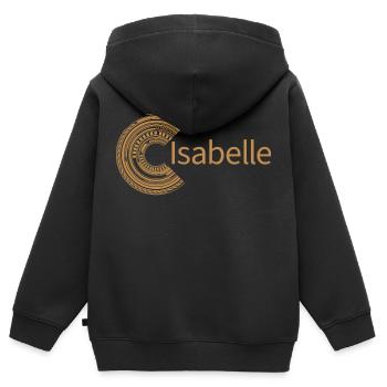 For Isabelle - Kids Premium Organic Zip-up Hoodie - black - Back - AI Model Kid Male (0cm)