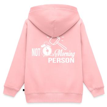 Pas une personne du matin - Sweat Premium à capuche zippé enfant bio - rose - Dos - AI Model Kid Female (0cm)