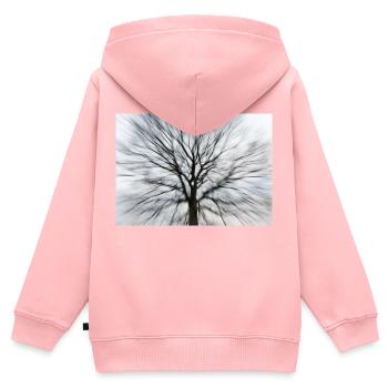Silhouette eines kahlen Baumes mit runder Baumkrone - Kinder Premium Organic Zip Hoodie - Rosa - Hinten - AI Model Kid Female (0cm)