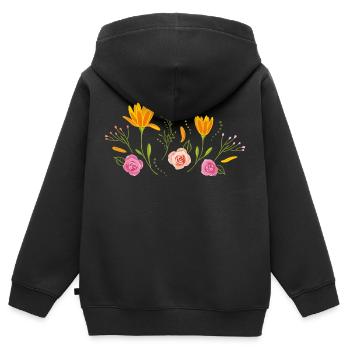 Blooming flowers - Kids Premium Organic Zip-up Hoodie - black - Back - AI Model Kid Male (0cm)