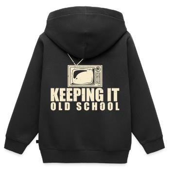 Keeping It Old School - Sweat Premium à capuche zippé enfant bio - noir - Dos - AI Model Kid Male (0cm)