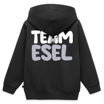 Esel - Kinder Premium Organic Zip Hoodie - Schwarz - Hinten - AI Model Kid Male (0cm)
