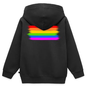 rainbow flag - Kids Premium Organic Zip-up Hoodie - black - Back - AI Model Kid Male (0cm)