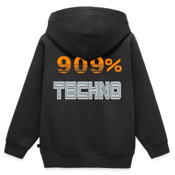 909 Techno Letter - Kinder Premium Organic Zip Hoodie - Schwarz - Hinten - AI Model Kid Male (0cm)