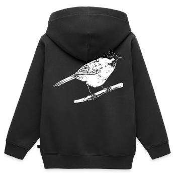 Observation des oiseaux mésanges - Sweat Premium à capuche zippé enfant bio - noir - Dos - AI Model Kid Male (0cm)