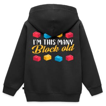 I'm this many block old - Kinder Premium Organic Zip Hoodie - Schwarz - Hinten - AI Model Kid Male (0cm)