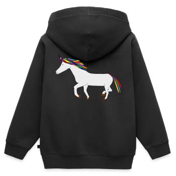 buntes Einhorn - Kinder Premium Organic Zip Hoodie - Schwarz - Hinten - AI Model Kid Male (0cm)