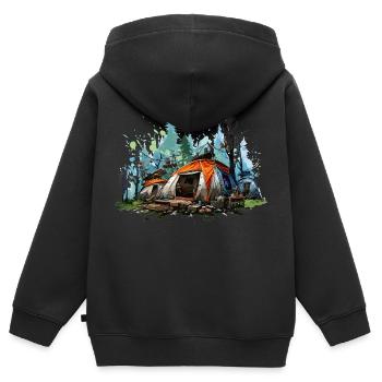 Camping atmosphere. A retro adventure. - Kids Premium Organic Zip-up Hoodie - black - Back - AI Model Kid Male (0cm)