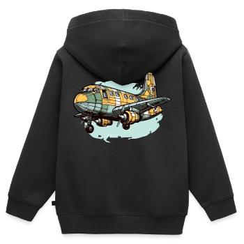 Passagierflugzeug - Kinder Premium Organic Zip Hoodie - Schwarz - Hinten - AI Model Kid Male (0cm)
