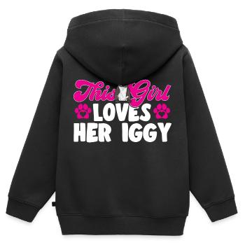 Lévrier italien Greyhound Chiens - Sweat Premium à capuche zippé enfant bio - noir - Dos - AI Model Kid Male (0cm)
