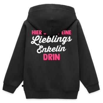 Enkelin - Kinder Premium Organic Zip Hoodie - Schwarz - Hinten - AI Model Kid Male (0cm)