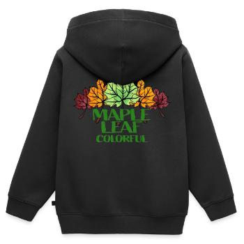 Maple Leaf coloré - Sweat Premium à capuche zippé enfant bio - noir - Dos - AI Model Kid Male (0cm)
