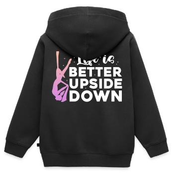 La vie est meilleure avec un ventre à manches Design - Sweat Premium à capuche zippé enfant bio - noir - Dos - AI Model Kid Male (0cm)