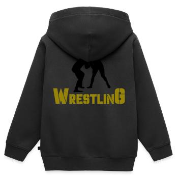 wrestling - Kinder Premium Organic Zip Hoodie - Schwarz - Hinten - AI Model Kid Male (0cm)