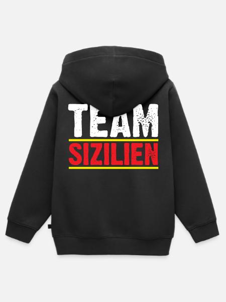 Sicilia Siciliana Sicilia - Felpa Premium con cappuccio con zip bambino bio - nero