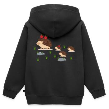 A family of hedgehogs. - Kids Premium Organic Zip-up Hoodie - black - Back - AI Model Kid Male (0cm)