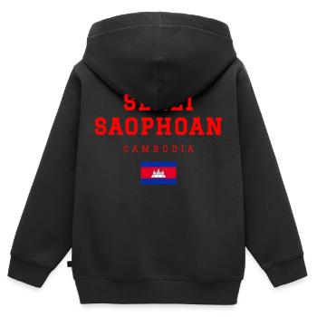 Serei Saophoan Kambodscha - Kinder Premium Organic Zip Hoodie - Schwarz - Hinten - AI Model Kid Male (0cm)
