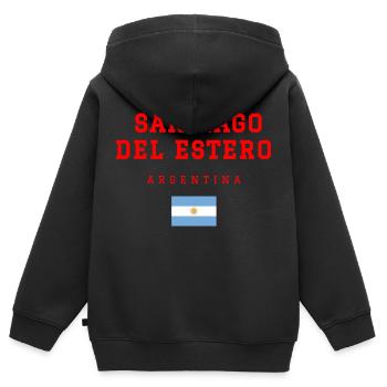 Santiago del Estero Argentinien - Kinder Premium Organic Zip Hoodie - Schwarz - Hinten - AI Model Kid Male (0cm)