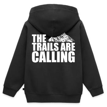 Trail Run Ultra Running Berg Trekking Laufen - Kinder Premium Organic Zip Hoodie - Schwarz - Hinten - AI Model Kid Male (0cm)