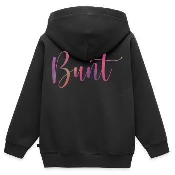 Bunt - Kinder Premium Organic Zip Hoodie - Schwarz - Hinten - AI Model Kid Male (0cm)