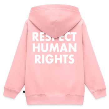 Respect human rights - Sweat Premium à capuche zippé enfant bio - rose - Dos - AI Model Kid Female (0cm)