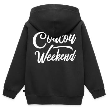 Coucou weekend - Sweat Premium à capuche zippé enfant bio - noir - Dos - AI Model Kid Male (0cm)