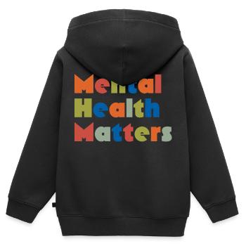 PSYCHISCHE GESUNDHEIT IST WICHTIG - Kinder Premium Organic Zip Hoodie - Schwarz - Hinten - AI Model Kid Male (0cm)