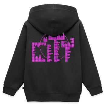 Skyline, City - version violette - Sweat Premium à capuche zippé enfant bio - noir - Dos - AI Model Kid Male (0cm)