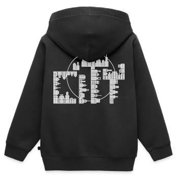 Skyline, City - version blanche - Sweat Premium à capuche zippé enfant bio - noir - Dos - AI Model Kid Male (0cm)