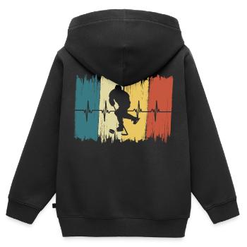 Battement de cœur Vintage Hockey - Sweat Premium à capuche zippé enfant bio - noir - Dos - AI Model Kid Male (0cm)