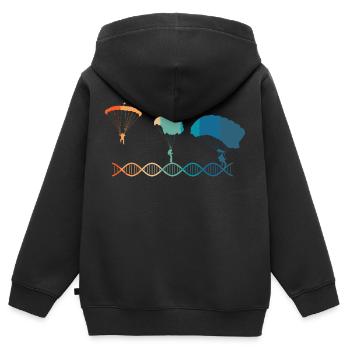 Fallschirme sind Teil meiner DNA - Kinder Premium Organic Zip Hoodie - Schwarz - Hinten - AI Model Kid Male (0cm)