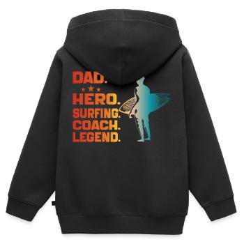Dad Hero Surfing Coach Legend Funny Surfing Dad - Sweat Premium à capuche zippé enfant bio - noir - Dos - AI Model Kid Male (0cm)