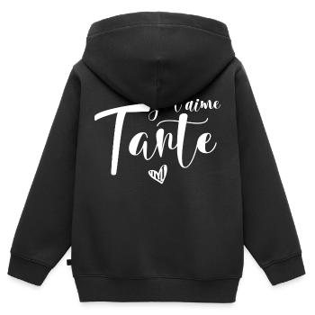 je t aime tante - Sweat Premium à capuche zippé enfant bio - noir - Dos - AI Model Kid Male (0cm)