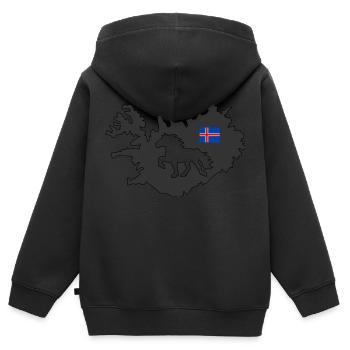 Islandpferd mit den Umrissen der Insel - Kinder Premium Organic Zip Hoodie - Schwarz - Hinten - AI Model Kid Male (0cm)