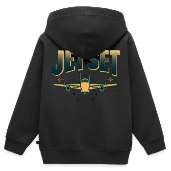 FLUGZEUGE - Kinder Premium Organic Zip Hoodie - Schwarz - Hinten - AI Model Kid Male (0cm)