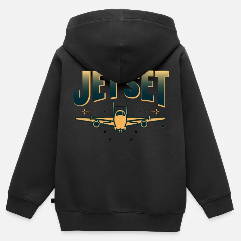 AVIONS - Sweat Premium à capuche zippé enfant bio - noir