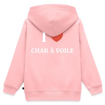 Humour Char à voile - Sweat Premium à capuche zippé enfant bio - rose - Dos - AI Model Kid Female (0cm)