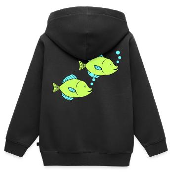 fische comic 2 - Kinder Premium Organic Zip Hoodie - Schwarz - Hinten - AI Model Kid Male (0cm)