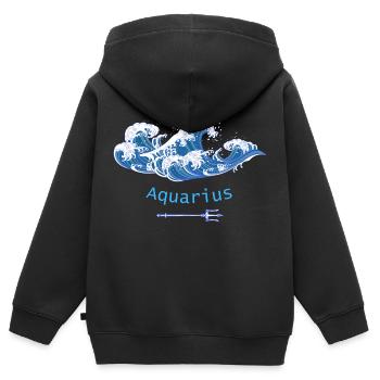 Aquarius - Kinder Premium Organic Zip Hoodie - Schwarz - Hinten - AI Model Kid Male (0cm)