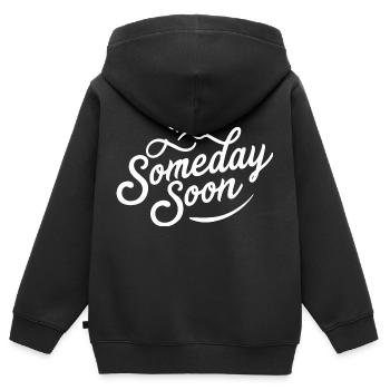 UN JOUR BIENTÔT - Sweat Premium à capuche zippé enfant bio - noir - Dos - AI Model Kid Male (0cm)