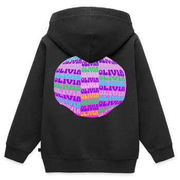 Olivia die Kreative und Vielseitige - Kinder Premium Organic Zip Hoodie - Schwarz - Hinten - AI Model Kid Male (0cm)
