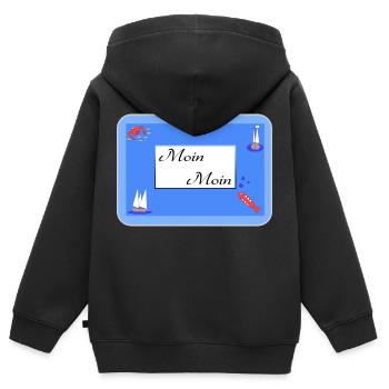 Moin Moin - Kinder Premium Organic Zip Hoodie - Schwarz - Hinten - AI Model Kid Male (0cm)